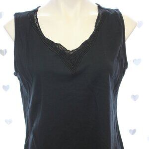 #286 Chico's Black Dressy Tank with Intricate Detailed Neck Size 3 (16)